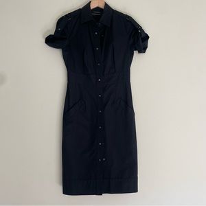 Club Monaco Women’s Structured Button up Roxanne Shirt Dress Black Size 2
